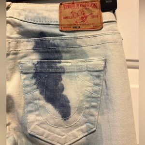 True Religion Blue and White Tie-Dye Jeans 25
